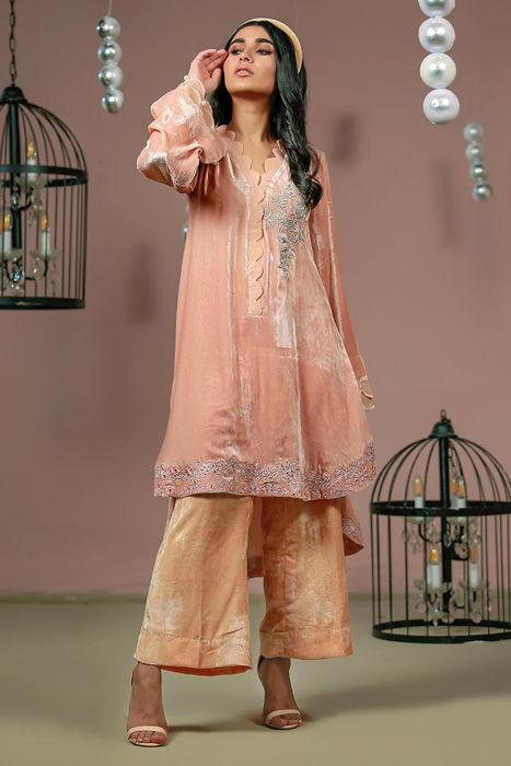 Rustic Red Embroidered Cotton Silk Pants Style Suit